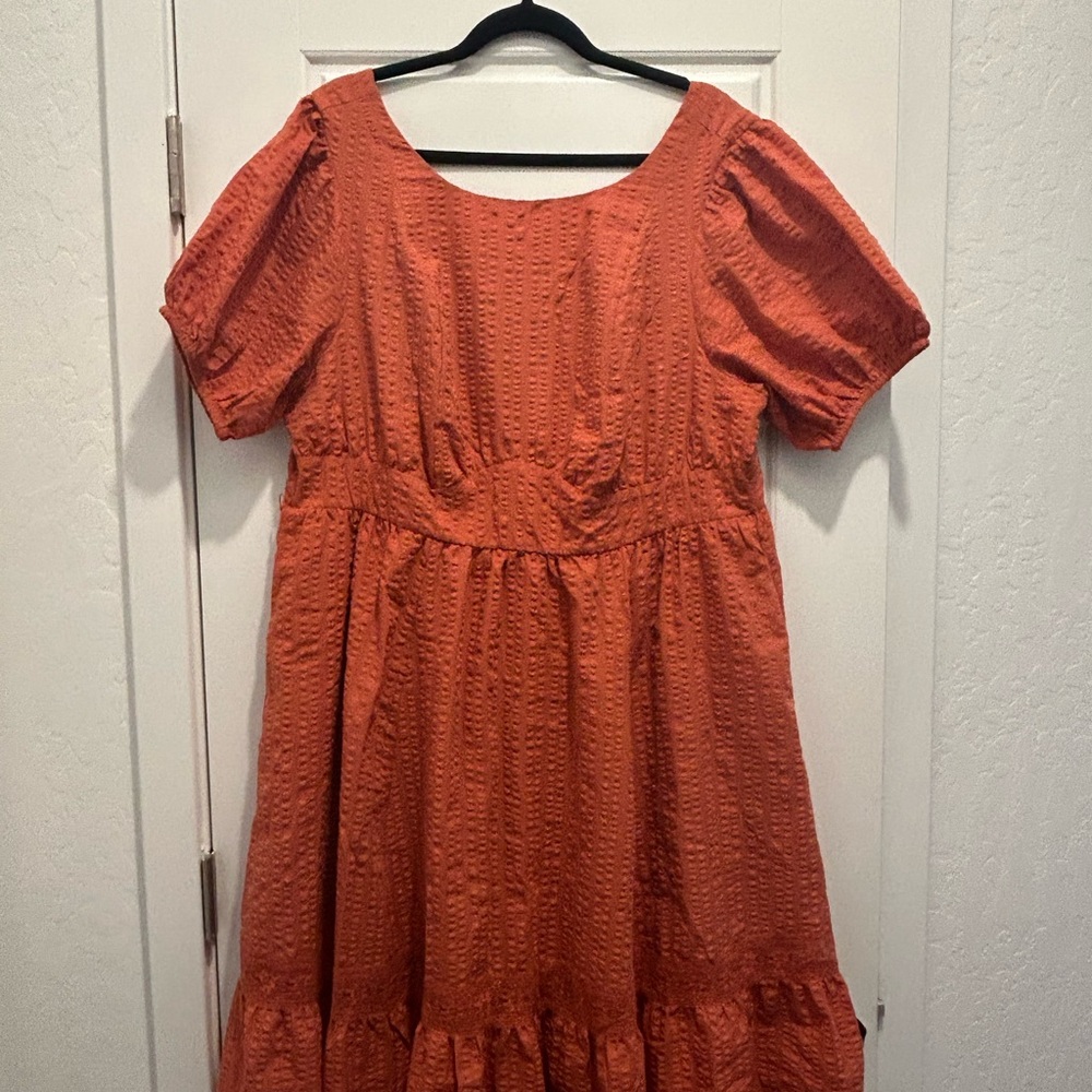 Torrid Orange Textured Crew Neck Dress Size 1 NWT